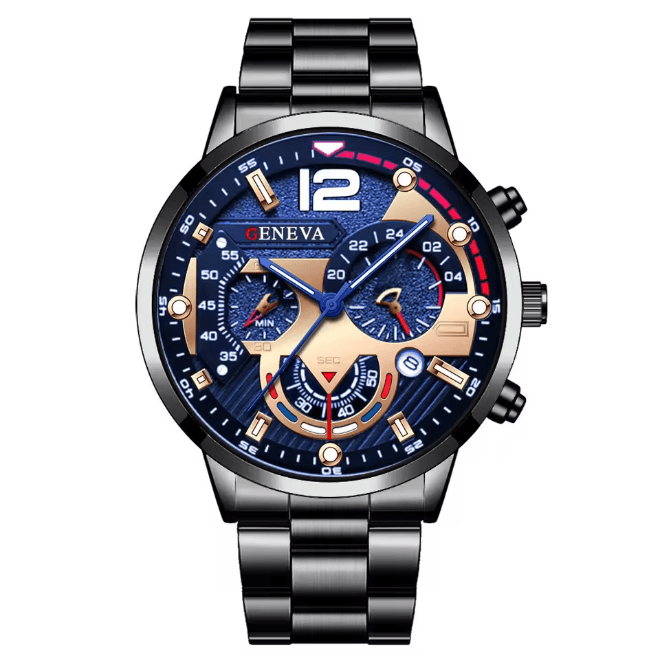 Mens Stainless Steel Quartz Watch Classic Analog Calendar