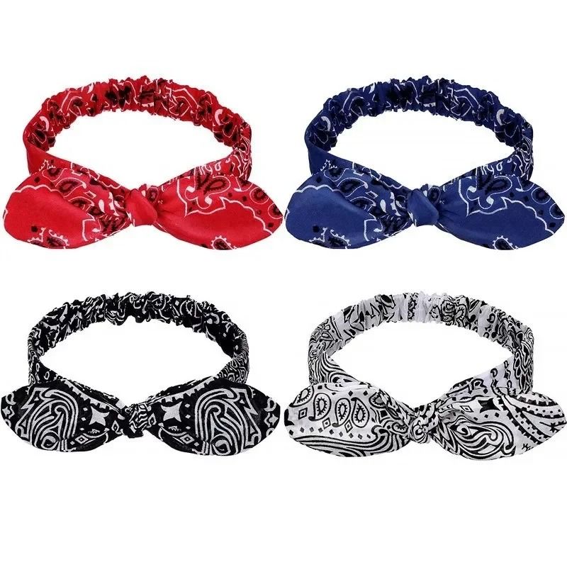 Printed Rabbit Ears Elastic Crossband Headband
