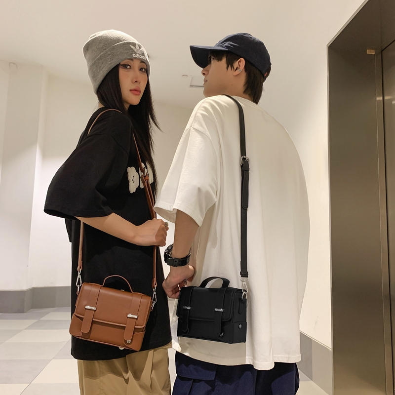 Minimalist PU Leather Crossbody Bag Compact Unisex Mini Messenger Shoulder Bag