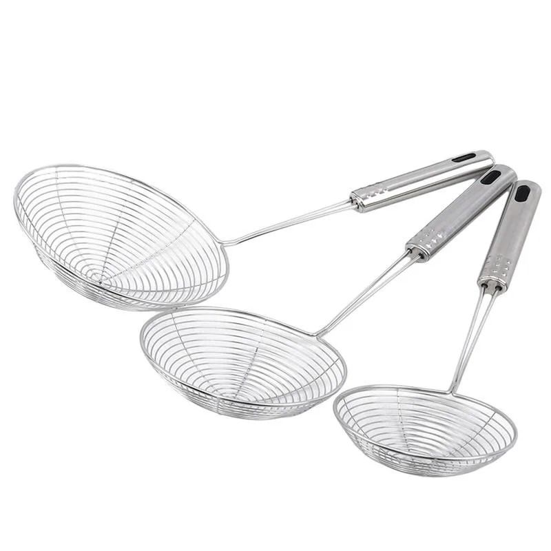 Stainless Steel Wire Mesh Skimmer Spoon Heat Resistant Frying Strainer Scoop