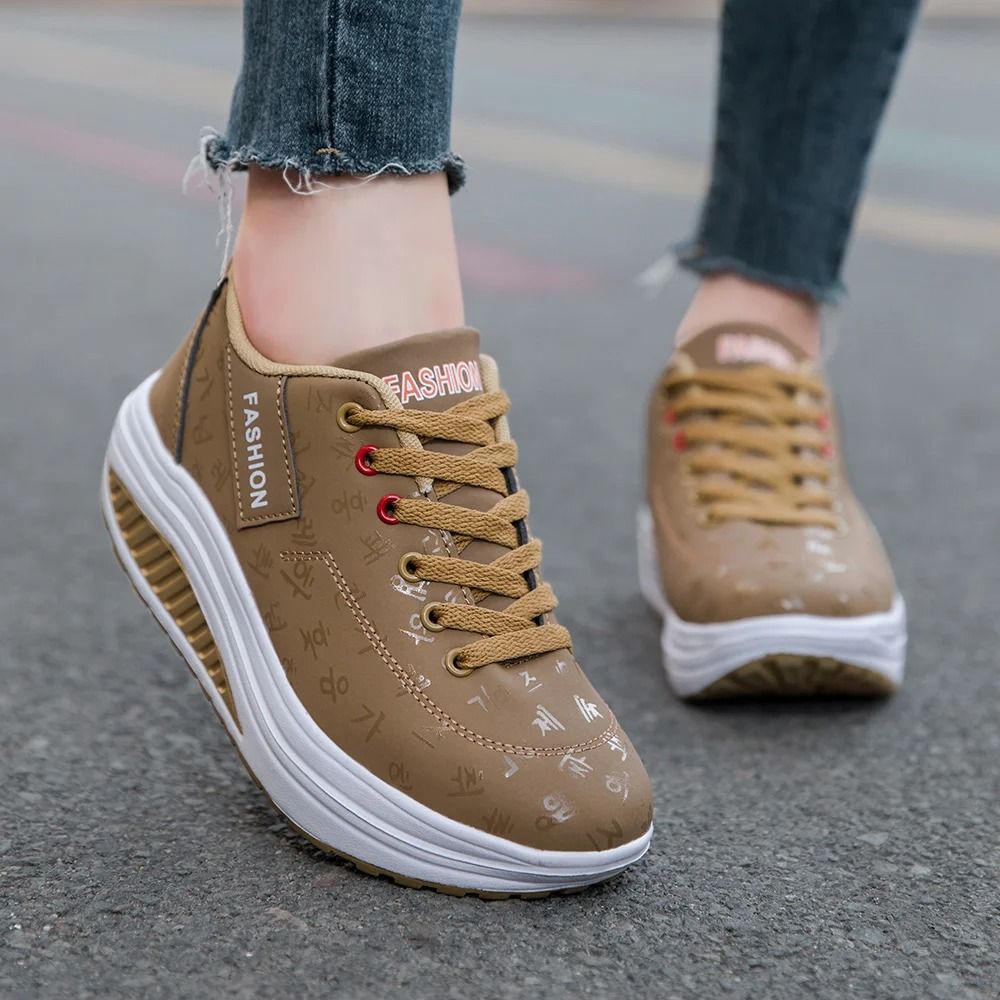 Ladies Casual Wedge Sneakers – High-Performance Breathable Thick Sole Sports Shoes