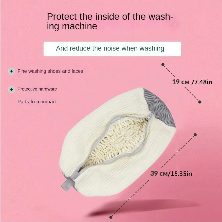 360 Degree Fluffy Shoe Washing Bag Reusable Laundry Cleaner with Zipper