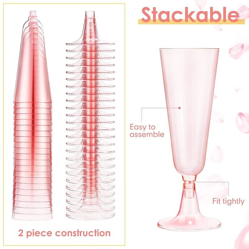 10-Piece Pink Disposable Champagne Flute Set