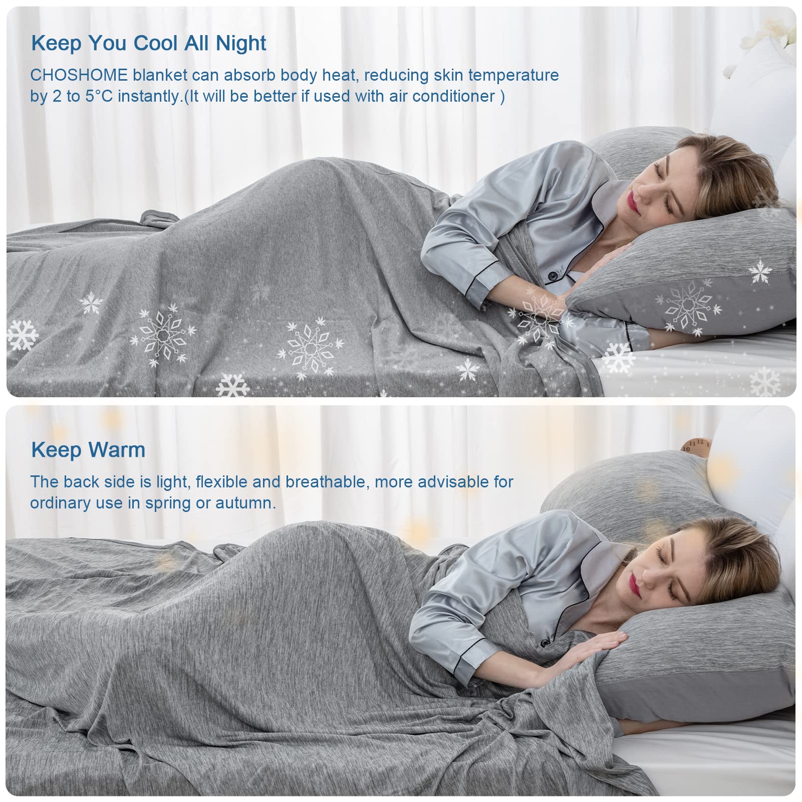 Smooth Cooling Blankets, Breathable Summer Comforter, Lightweight Skin-Friendly Fibre Quilt