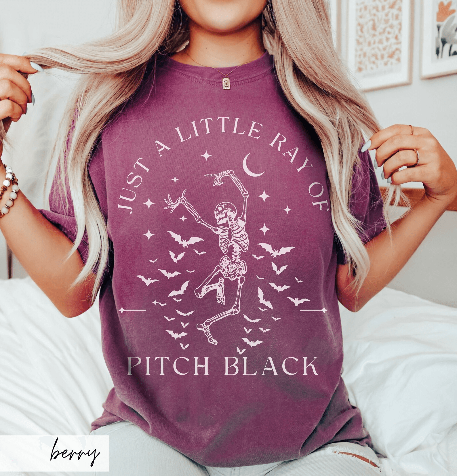 Skeleton Bat Tee | Funny Goth Emo Halloween Shirt