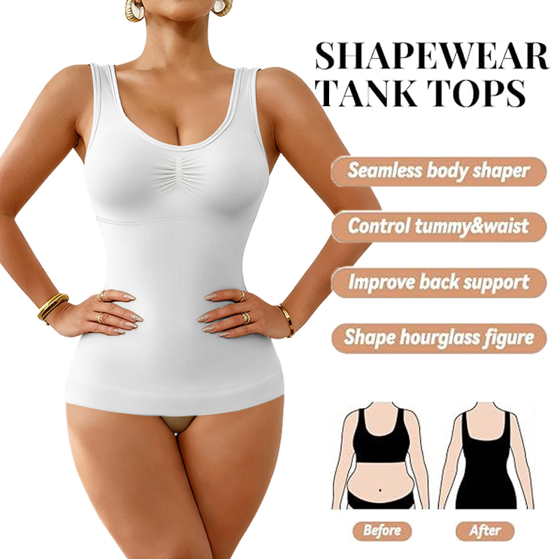 Tummy Control Shapewear Tank with Built in Bra Slimming Body Shaper Vest