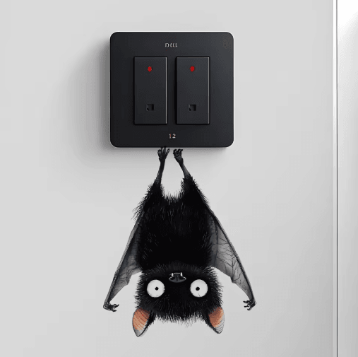 Black Bat Wall Decals – Self-Adhesive Home Wall Art (2pcs Set)
