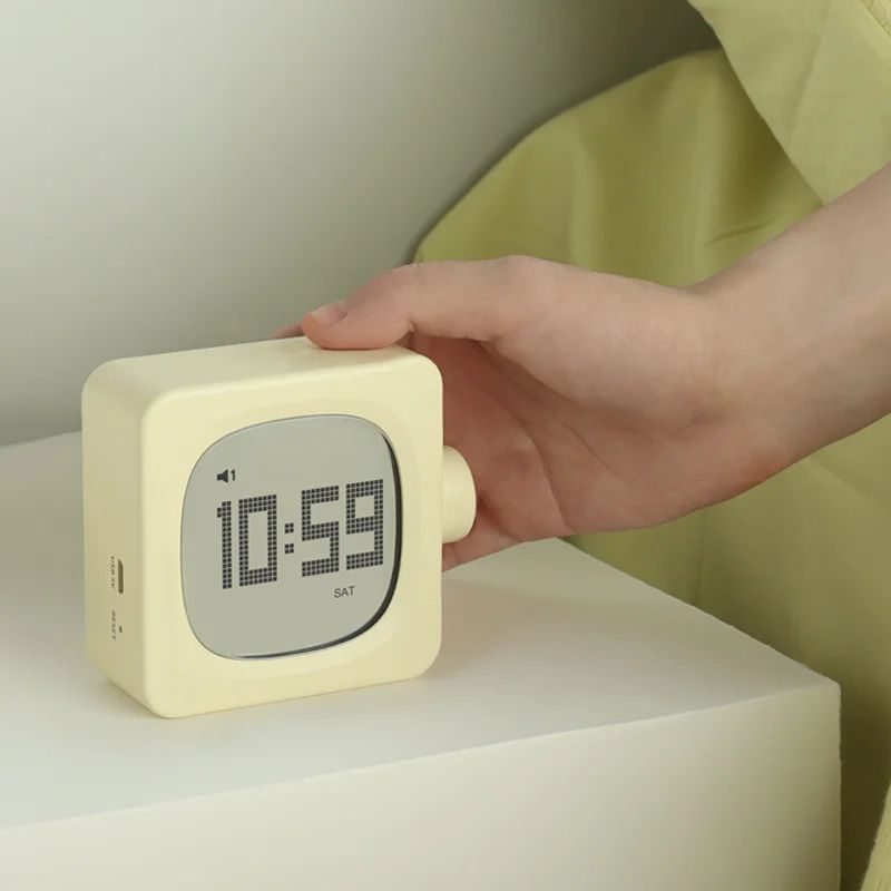 Square Digital LED Alarm Clock with USB Charger & Timer