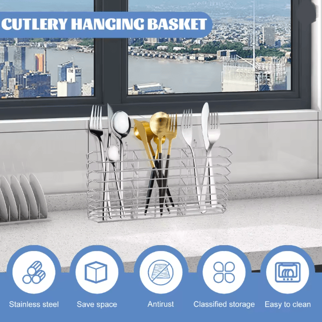 SteelDry Stainless Steel Chopsticks Holder Cutlery Storage Draining Rack