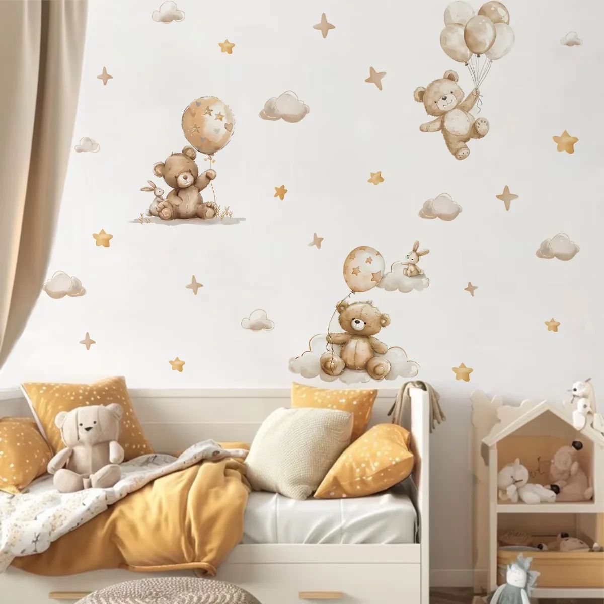 Cartoon Bear Balloon Wall Stickers Kids Room Nursery Wall Decals