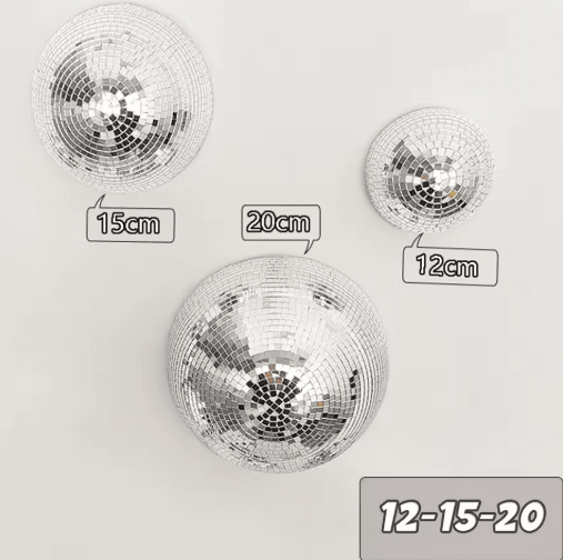 Mirrored Disco Ball Wall Art – Metallic Reflective Modern Home Decor