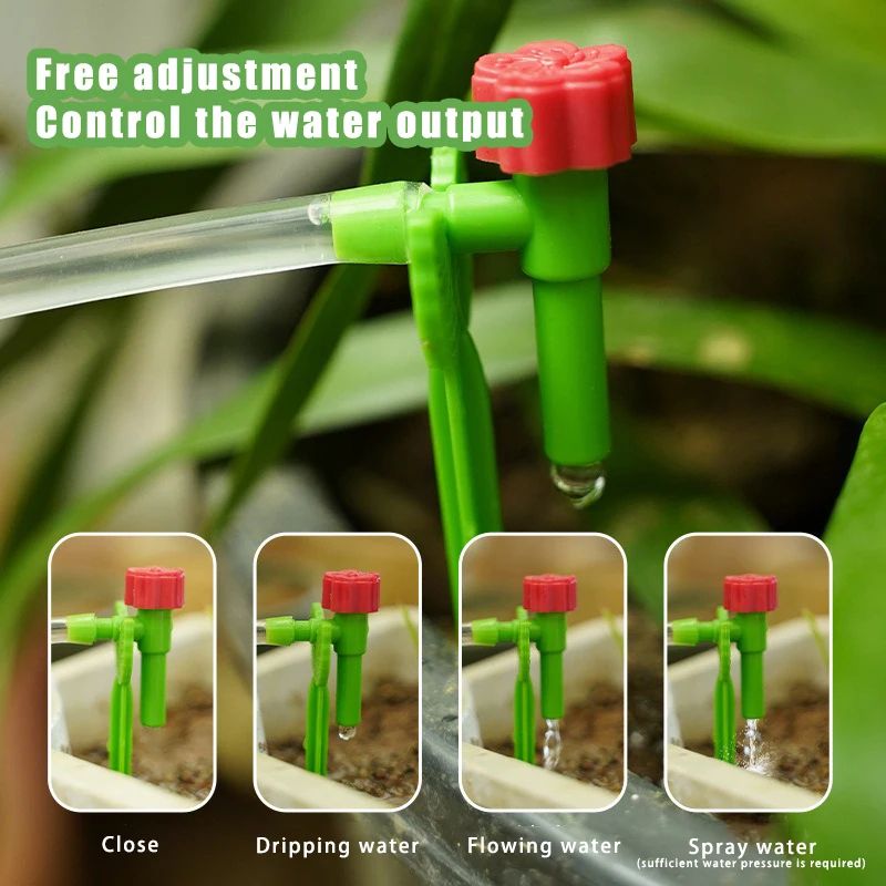 Garden Adjustable Drip Irrigation Kit with Regulating Valve, 4/7mm irrigation hose Micro Drippers for Pots & Greenhouses