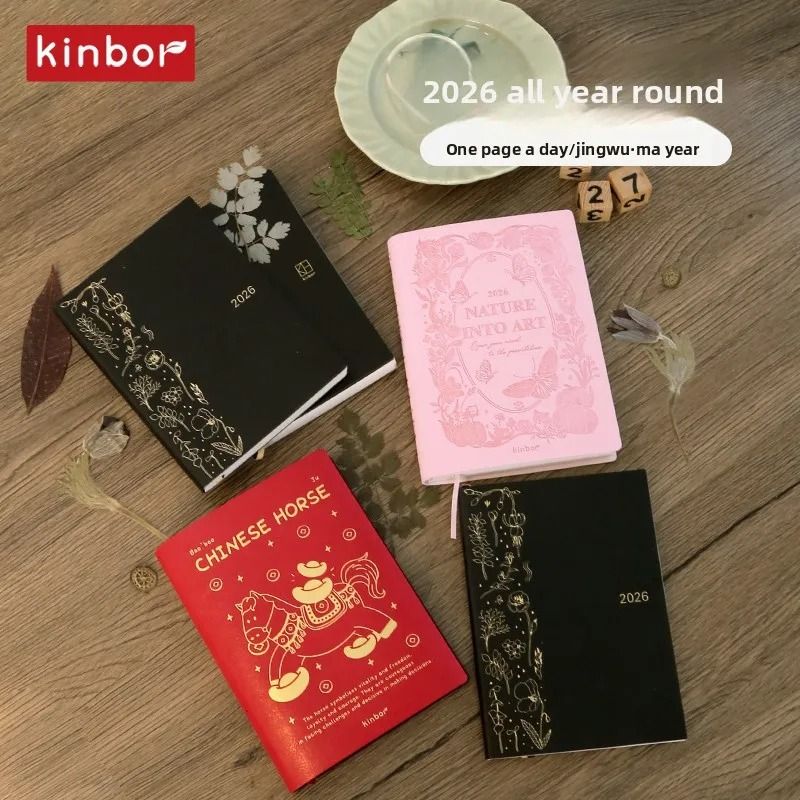 New Kinbor 2026 Annual Yearly Planner – Premium 52g BaChuan Paper A5/A6 Notebook for Weekly & Monthly Planning