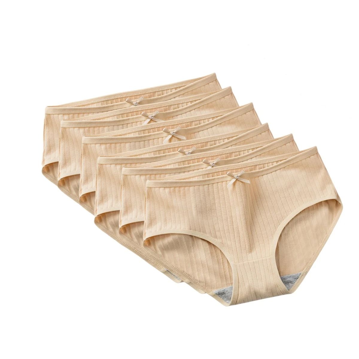 Womens Cotton Breathable Brief Underwear Soft Stretch Everyday Panties Six Piece Set