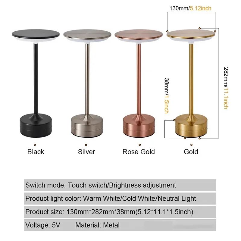 Wireless Touch LED Table Lamp USB Rechargeable Atmosphere Night Light