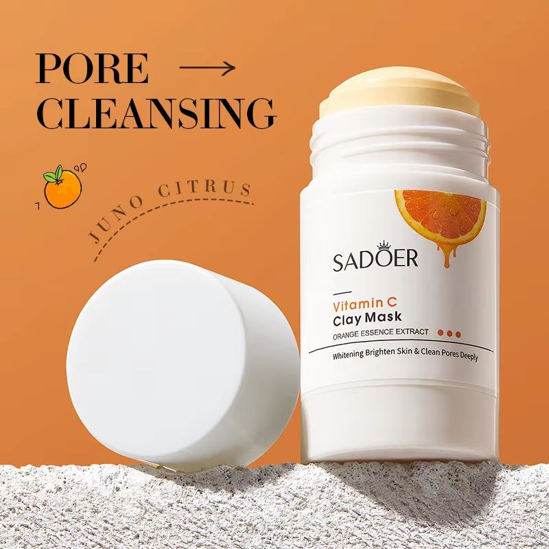 SADOER Vitamin C Clay Mask Stick Deep Cleansing Pore Cleaning Mask for Blackhead Removal and Oil Control