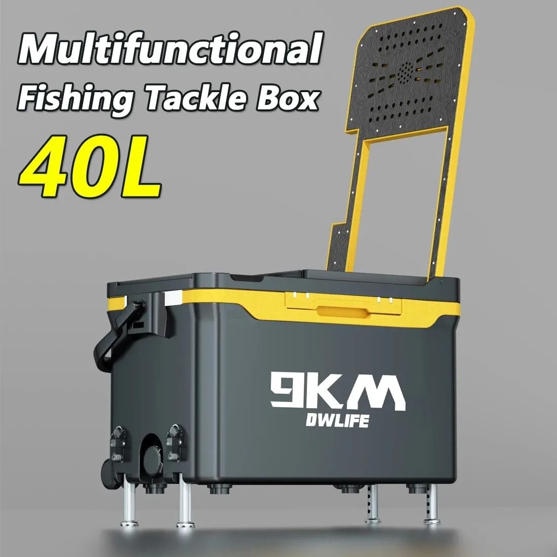 36L Multifunctional Fishing Tackle Box with Wheels and Liftable Legs