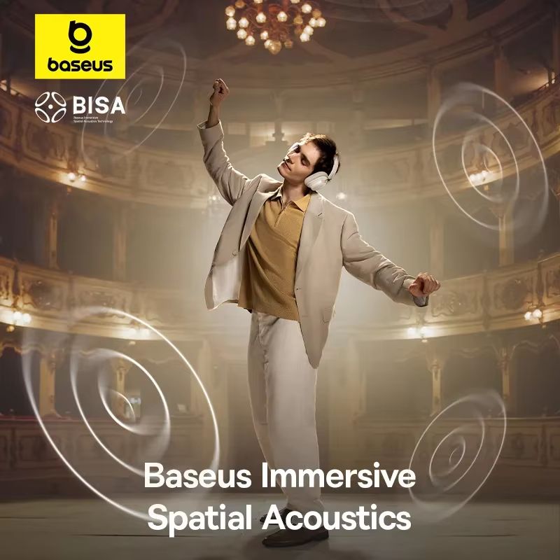Baseus Bowie H1s Bluetooth Noise Cancelling Headphones Hi-Res Wireless Over-Ear Headset with 120H Battery