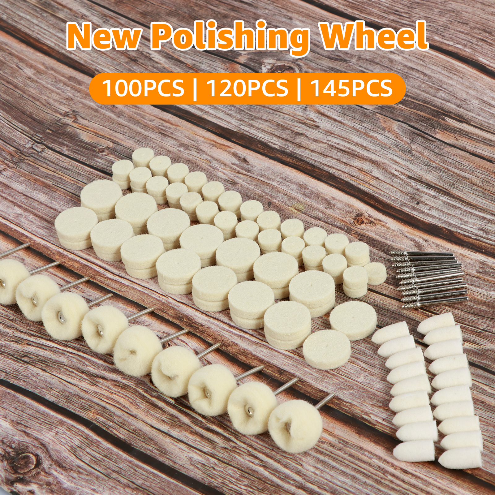 Wool Felt Grinding Sanding Head Polishing Wheel Tool Combination Set, Shank, Dremel Drill for Jewellery/Gold