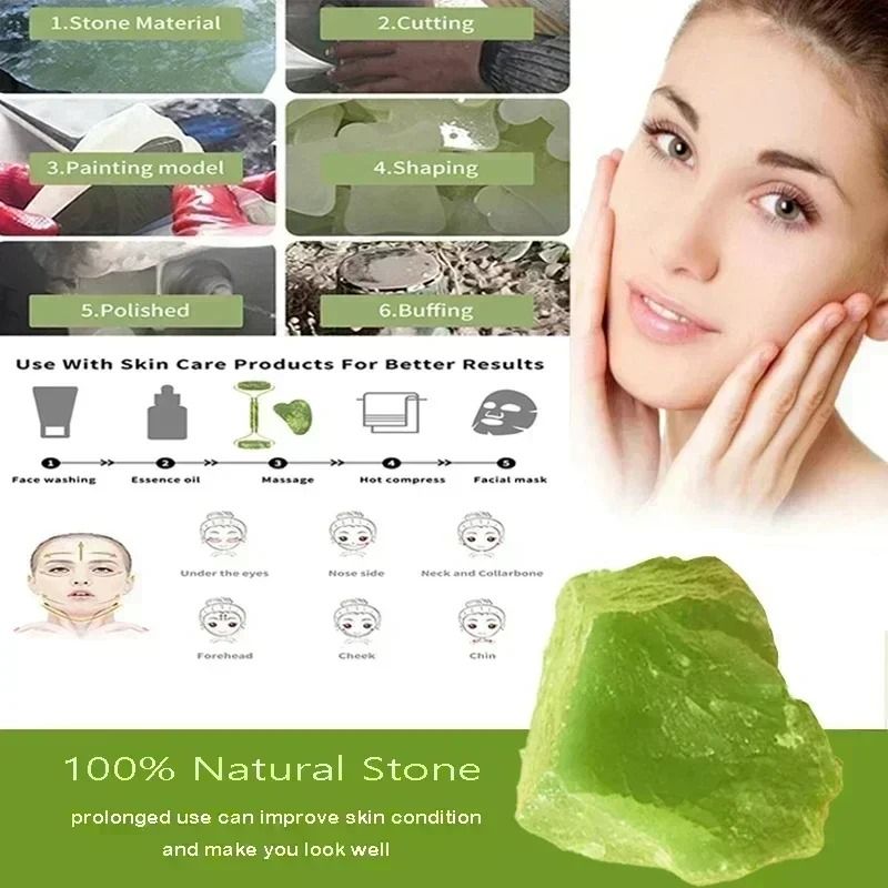 Natural Jade Facial Roller and Gua Sha Body Massager Set