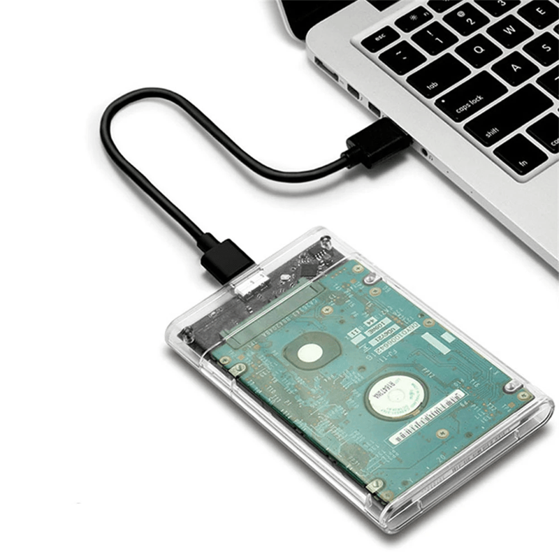 Transparent External Hard Drive Enclosure for 25 Inch SSD and HDD
