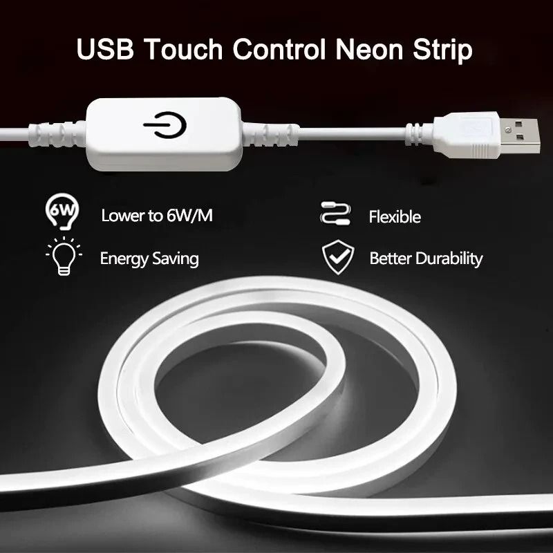 Dimmable Silicone Neon LED Strip Light with Touch Switch