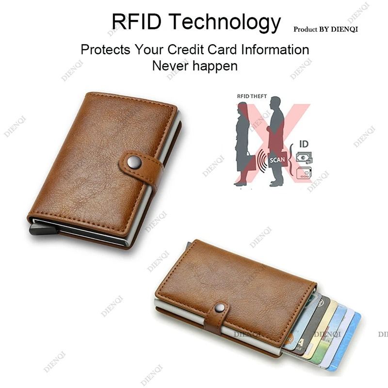 Carbon Fiber Credit Card Holder Wallet RFID Smart Metal Pop Up Wallet