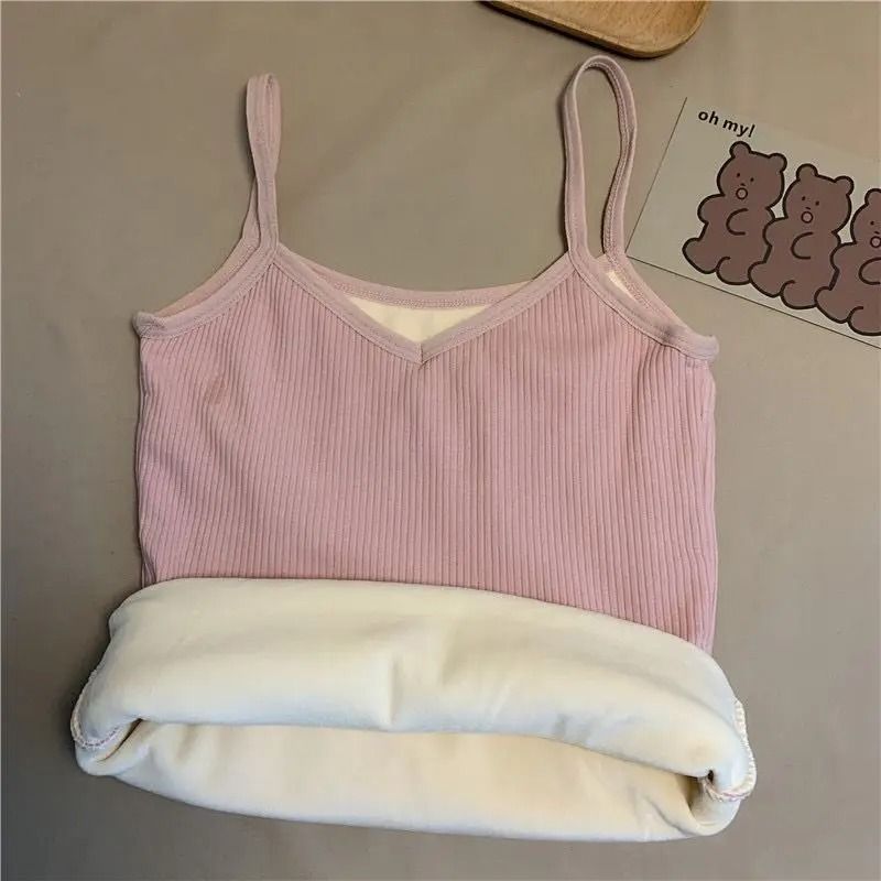 Women Winter Warm Sleeveless Thermal Top Soft Velvet Elastic Underwear Nightwear