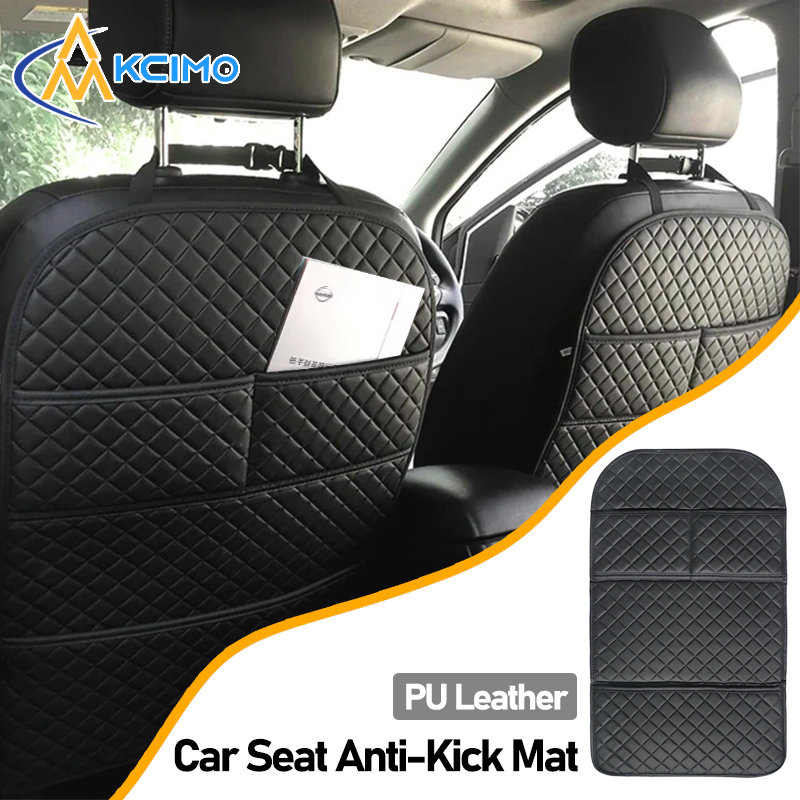Universal Car Seat Back Leather Protector Cover, Anti Kicks Pad Storage Mat, Waterproof Backseat Mats