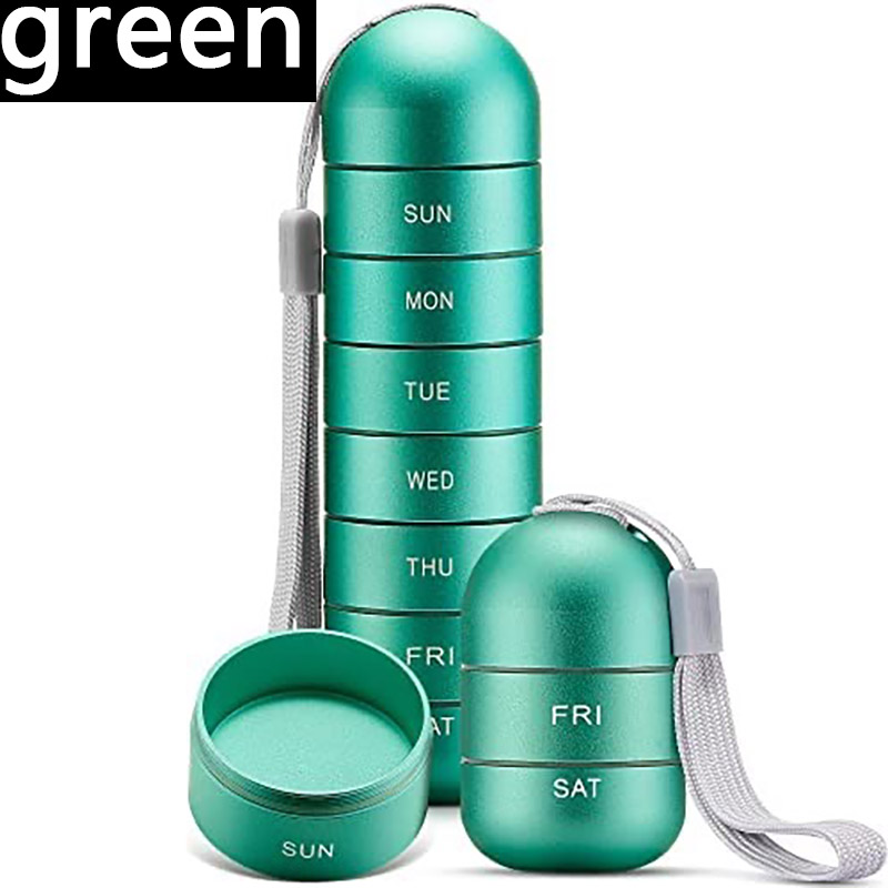 Waterproof Aluminum Pill Organizer Portable Medicine Box Weekly Travel Pill Holder with Keychain