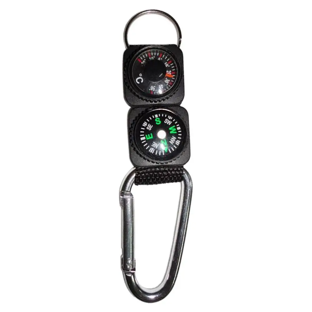 All-in-One Outdoor Survival Compass Keychain with Thermometer and Carabiner Hook