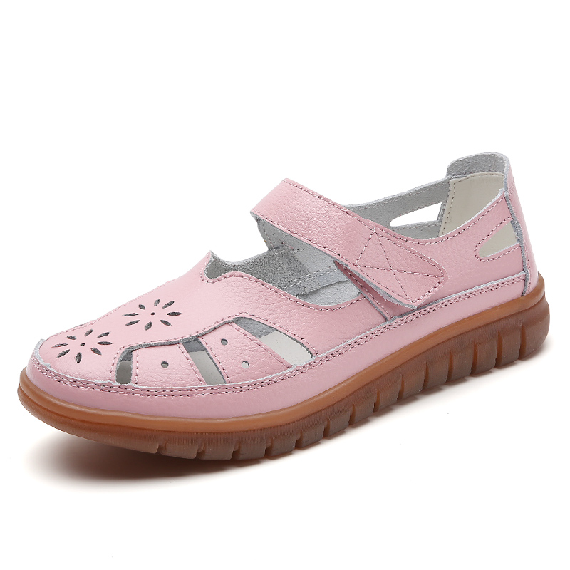 Womens Summer Sandals, Breathable Leather Slippers, Fashion Non-Slip Casual Roman Shoes, Ladies Sandals on Sale