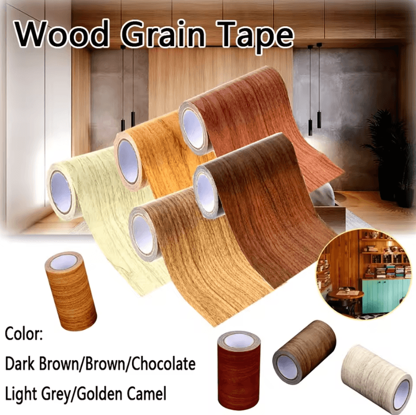 Self-Adhesive Wood Grain Repair Tape – Waterproof PVC Furniture Patch & Decor Strip