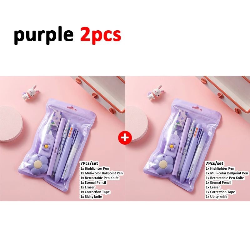 7 in 1 School Stationery Set Complete Student Supplies Gift Kit