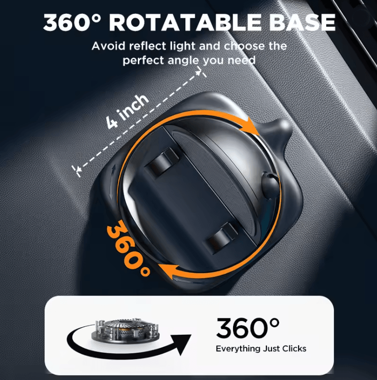 Dashboard Car Phone Holder with 360 Degree Rotation and Non Slip Silicone Mount