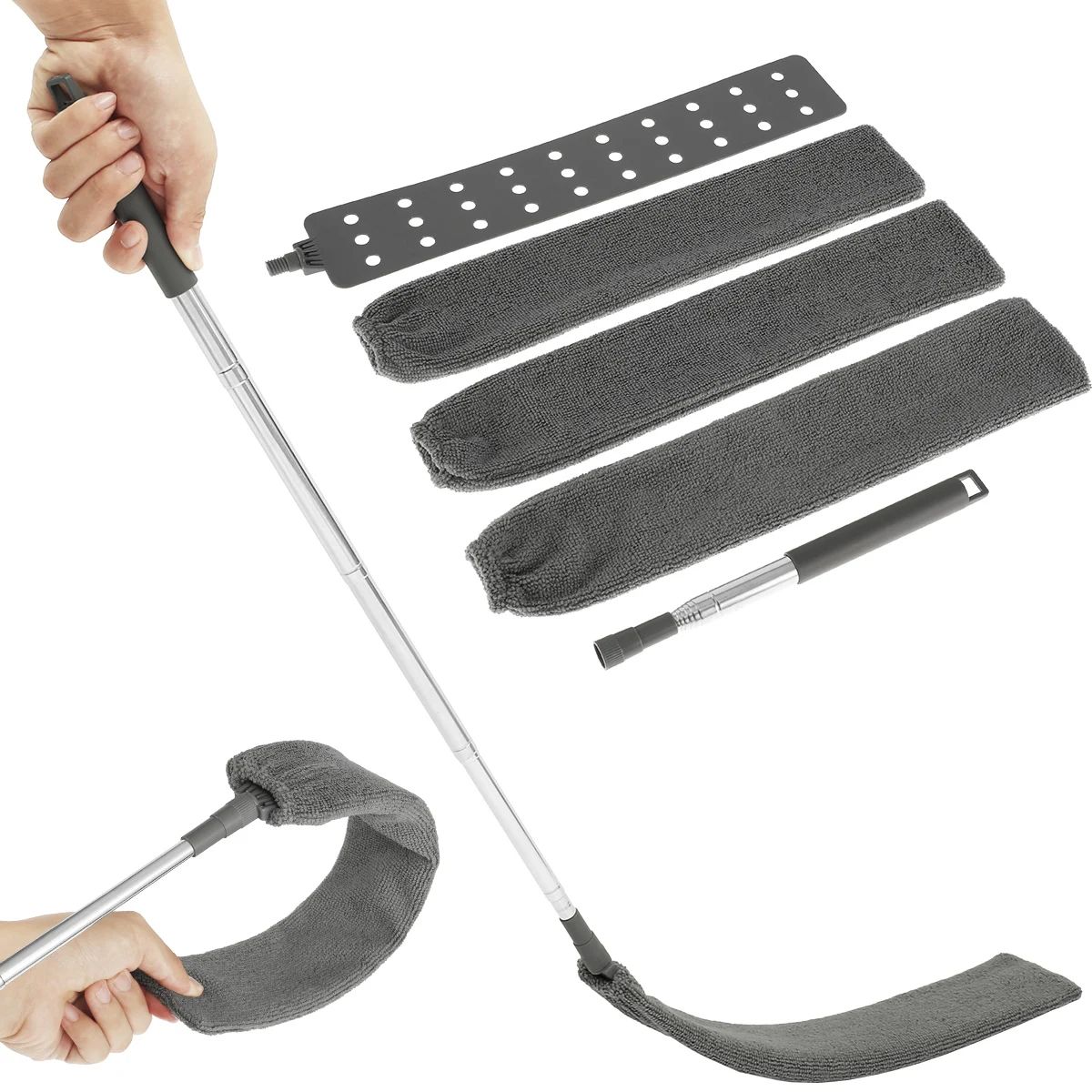 Ultra-Slim Retractable Gap Dust Cleaner with Microfiber Head