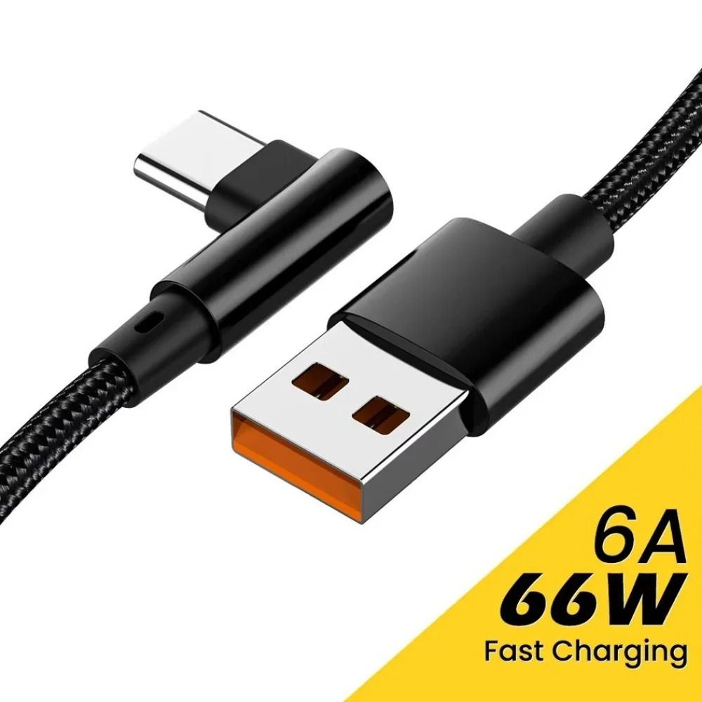 66W 6A High-Power 90-Degree Elbow Fast Charging USB-C Cable