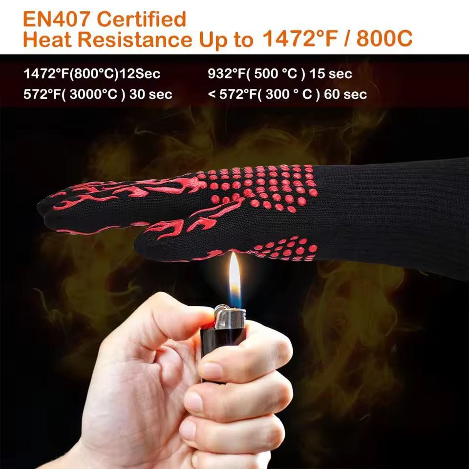Ultimate HeatShield BBQ & Oven Gloves - Fireproof, High-Temperature, Non-Slip Grill Mitts