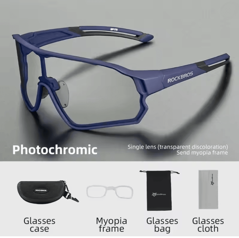 ROCKBROS Photochromic Cycling Glasses with UV400 Protection and Ultra-Light Frame