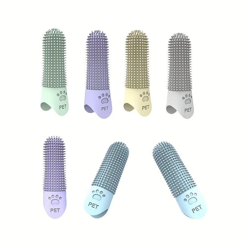 360° Silicone Pet Finger Toothbrush – Soft Dog & Cat Tooth Cleaning Brush