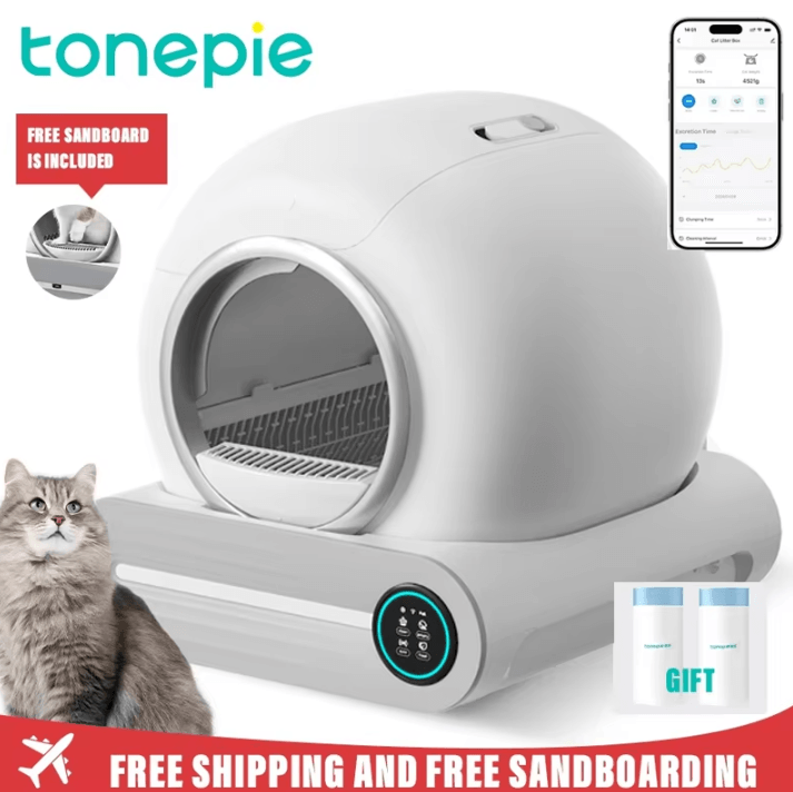 Tonepie 65L Automatic Cat Litter Box – Smart Self-Cleaning and Fully Enclosed Pet Toilet