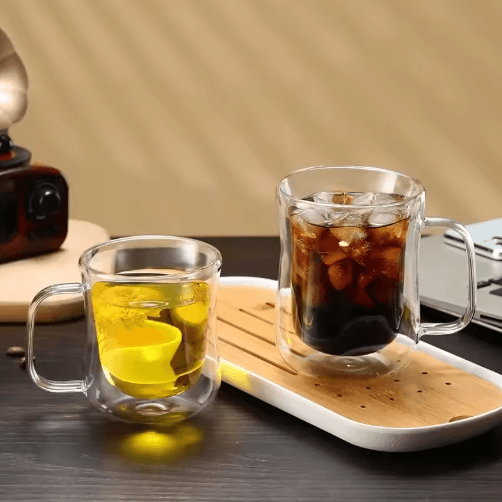 Handmade Double Wall Glass Cup Set – Heat-Resistant Transparent Beer, Coffee & Whiskey Mugs