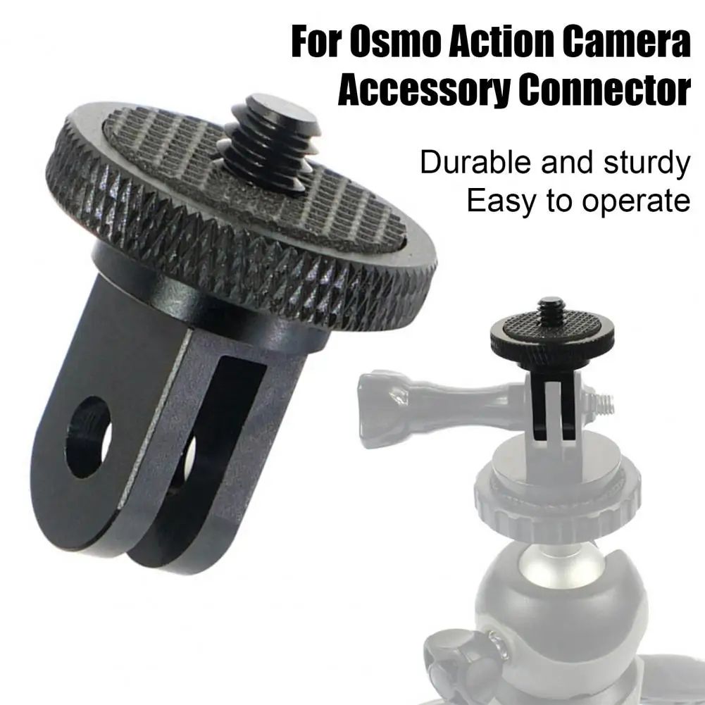 CNC Aluminum Action Camera Tripod Mount Adapter for Insta360 & GoPro, 1/4 inches Screw Mini Tripod Connector, Stable