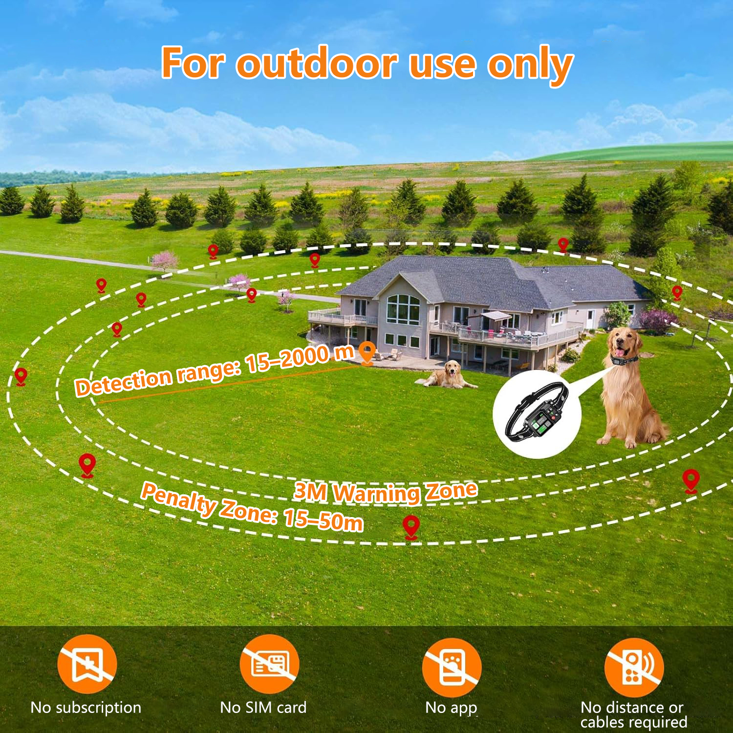 GPS Wireless Dog Fencing System, Electric Dog Fence with GPS Electric Satellite Technology, Electric Pet Fencing System