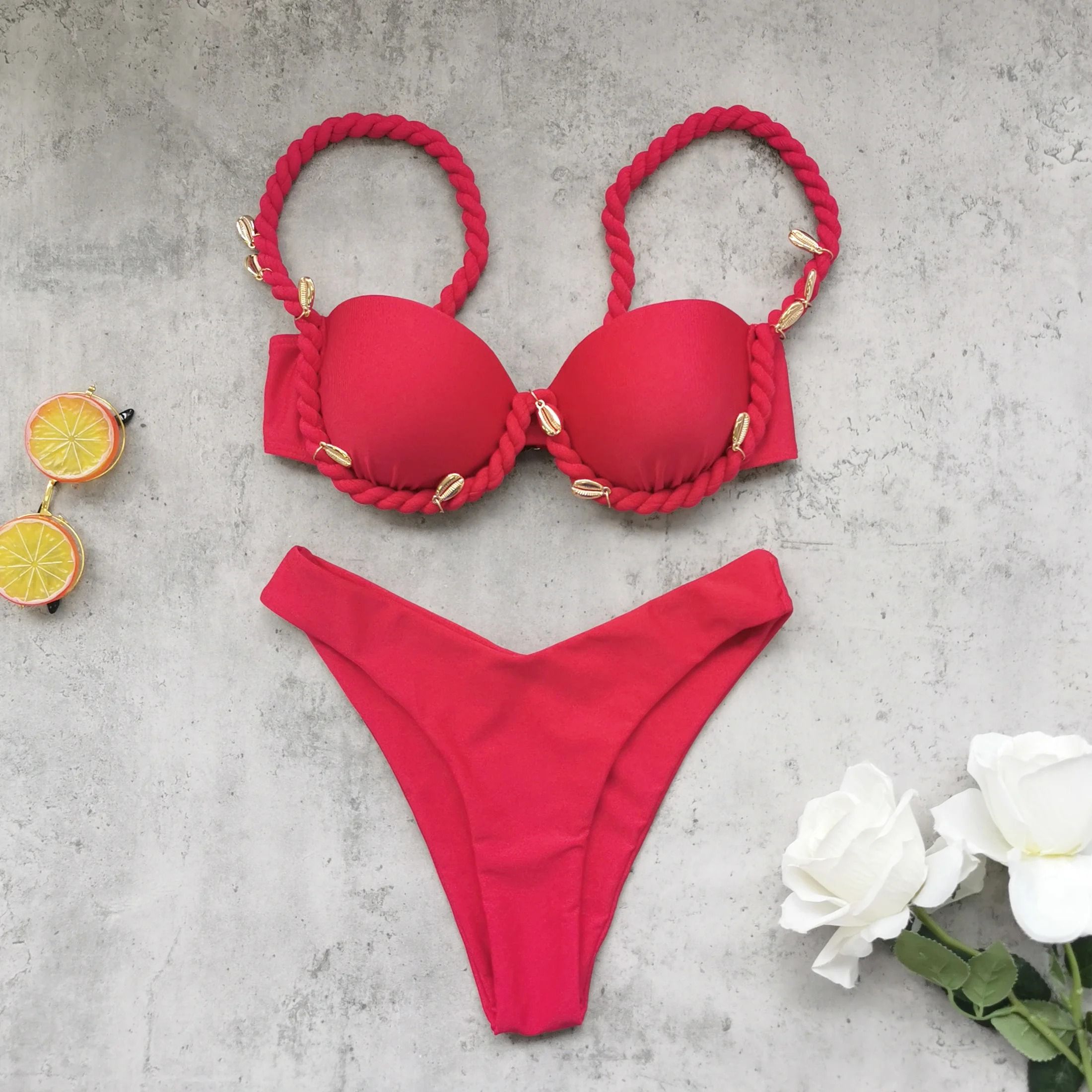 Three-Piece Bandage Bikini Set – Brazilian Swimwear with Matching Beach Skirt