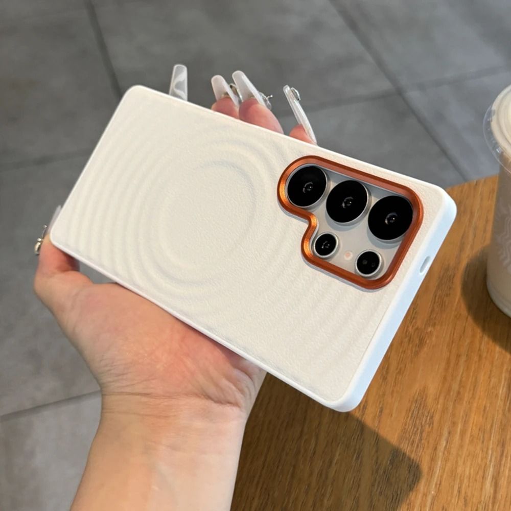Magnetic Leather Pattern Phone Case with Wave Texture