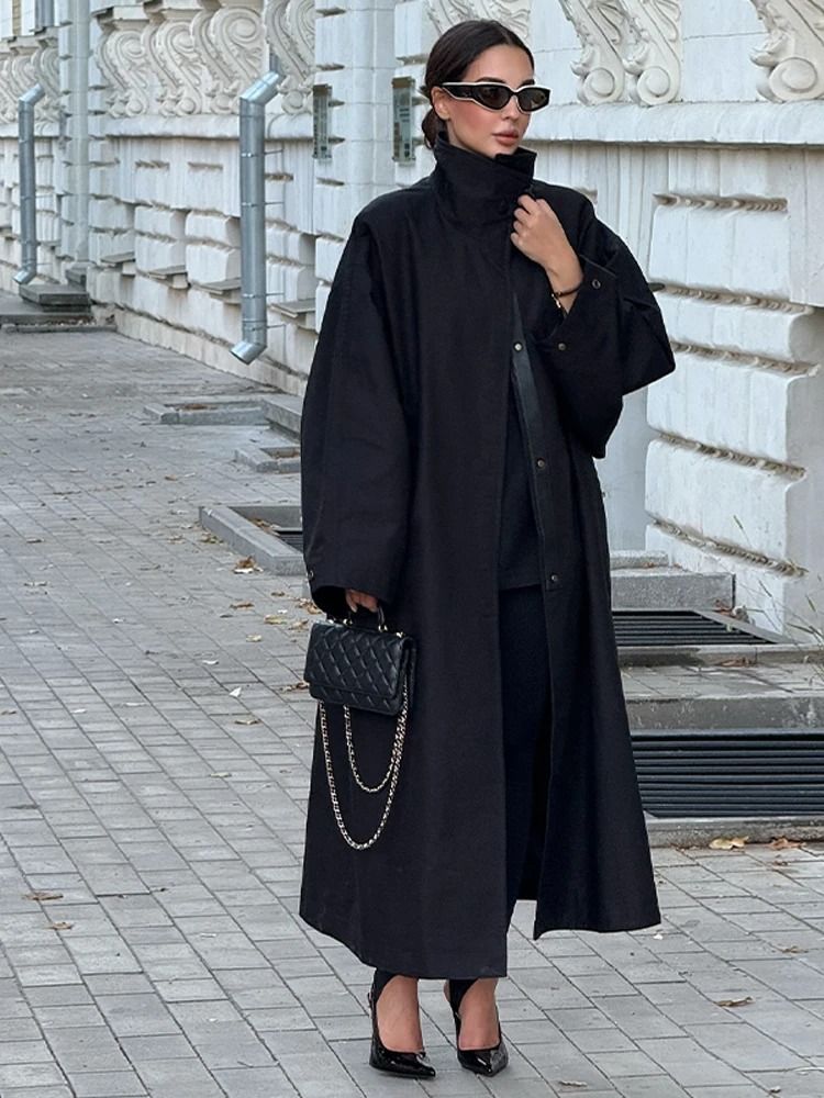 Brown Long Suede Overcoat Women Fashion Solid Lapel Single Breasted Loose Outerwear