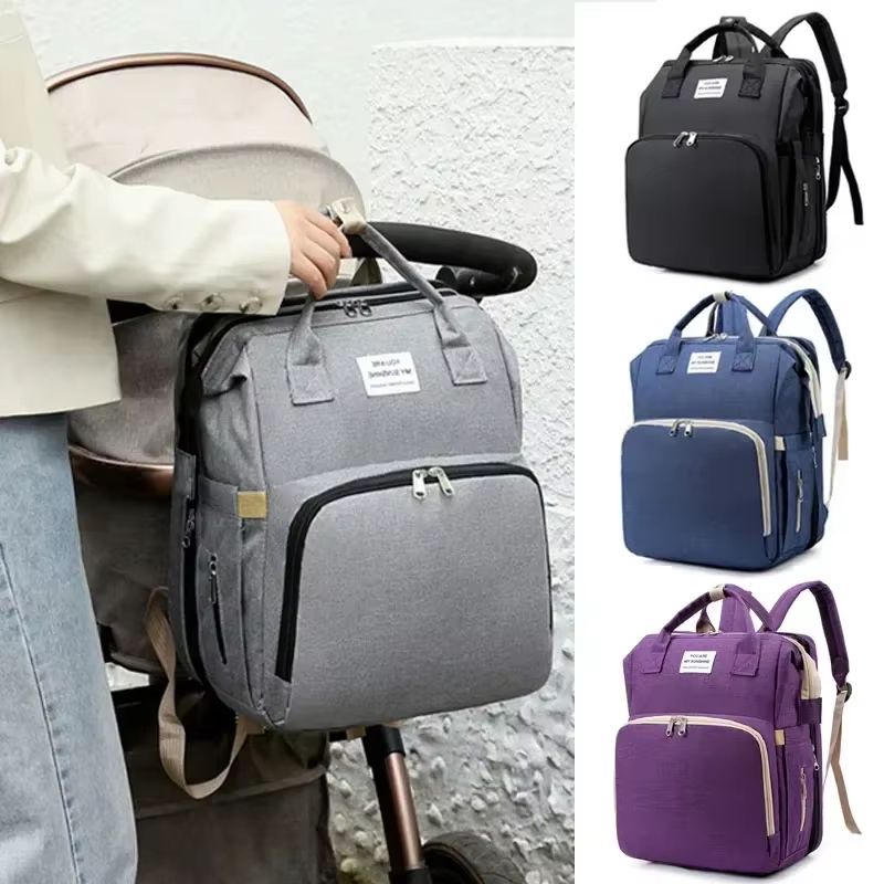 MamaEase Large Capacity Mommy Diaper Backpack with Baby Bed & Changing Mat
