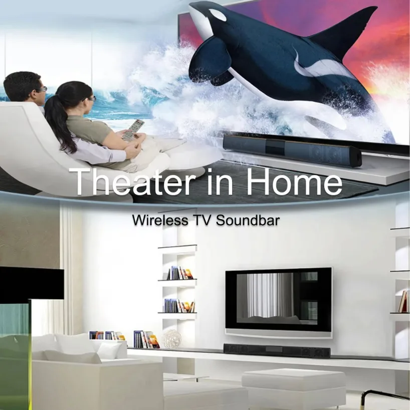 Bluetooth Soundbar Speakers, Stereo Surround Sound Home Cinema with Remote Control