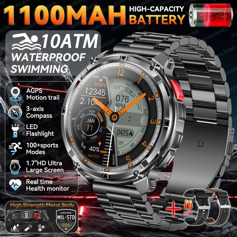 T-Rex 3 Pro Military Smart Watch with Dual-Band GPS 10ATM Waterproof and Long Battery